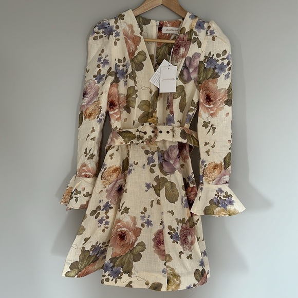 NWT Zimmermann Luminosity Cream Multi Color Mini Dress | sz Zim 0 / XS / 2-4 - Picture 4 of 11